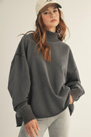 LovLov OVERSIZED Mock Neck Sweatshirt in Charcoal
