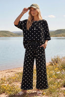 Sewn+Seen Polka Dot Scuba Lounge Set in Black/White