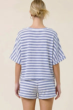 Load image into Gallery viewer, Charlotte Avery Striped Terry Cloth Top in Royal
