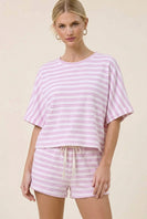 Charlotte Avery Striped Terry Cloth Top in Pink