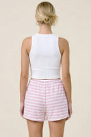 Charlotte Avery Striped Terry Cloth Shorts in Pink