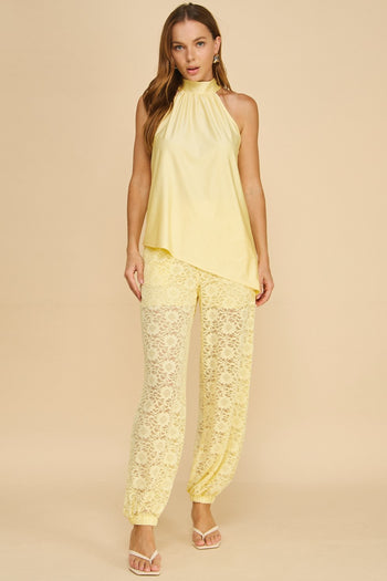 if She Loves Aladdin Lace Pants in Buttered Yellow