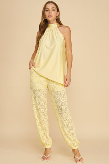 if She Loves Aladdin Lace Pants in Buttered Yellow