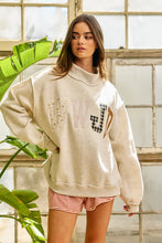 Load image into Gallery viewer, BucketList WWJD Embroidered Mock-neck Oversized Sweatshirt in Ash Grey
