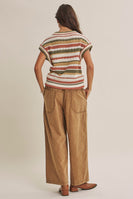 In February Multicolor Stripe Sweater Vest in Olive Multi