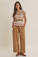 In February Multicolor Stripe Sweater Vest in Olive Multi