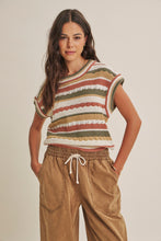 Load image into Gallery viewer, In February Multicolor Stripe Sweater Vest in Olive Multi
