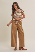 In February Multicolor Stripe Sweater Vest in Olive Multi