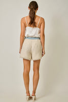 Mystree Fringe Tweed Shorts in Ivory