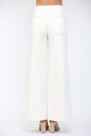 FATE Contrast Topstitching Detail High Waisted Flare Pants in Cream