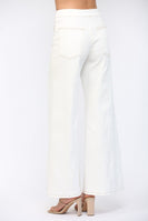 FATE Contrast Topstitching Detail High Waisted Flare Pants in Cream