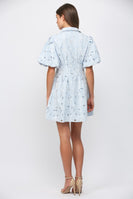 FATE Floral Lace Cutout Mini Dress in Baby Blue