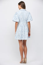 Load image into Gallery viewer, FATE Floral Lace Cutout Mini Dress in Baby Blue
