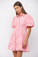 FATE Floral Lace Cutout Mini Dress in Pink