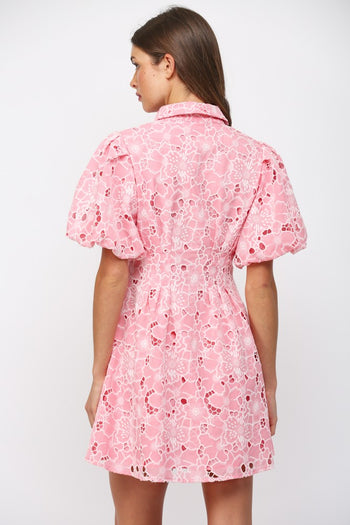 FATE Floral Lace Cutout Mini Dress in Pink M at June Adel