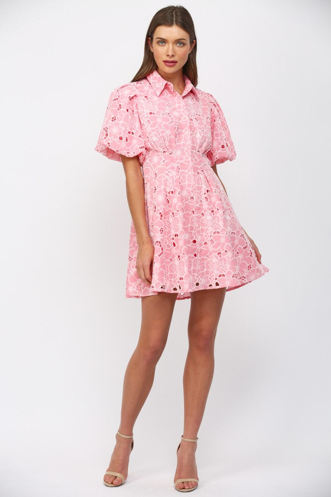 FATE Floral Lace Cutout Mini Dress in Pink – June Adel