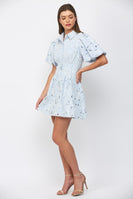 FATE Floral Lace Cutout Mini Dress in Baby Blue