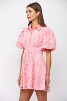 FATE Floral Lace Cutout Mini Dress in Pink