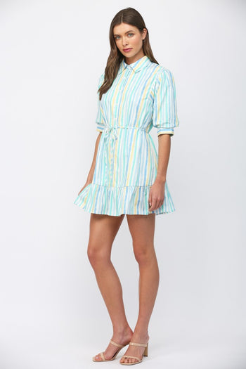 vertical striped dress ELANA KATTAN Wide Stripe V Neck Zip Flare Maxi Dress Make a bold FATE Vertical Striped Print Mini