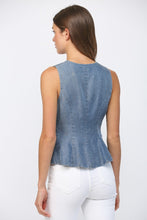 Load image into Gallery viewer, FATE Peplum Washed Tencel Vest in Denim
