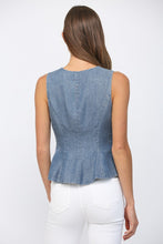 Load image into Gallery viewer, FATE Peplum Washed Tencel Vest in Denim
