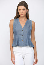 Load image into Gallery viewer, FATE Peplum Washed Tencel Vest in Denim

