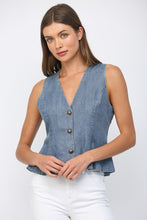 Load image into Gallery viewer, FATE Peplum Washed Tencel Vest in Denim
