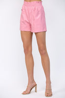 FATE Elastic Waist Faux Leather Short in Pink