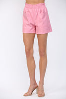 FATE Elastic Waist Faux Leather Short in Pink