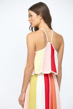 Load image into Gallery viewer, FATE CROPPED Linen Blend Color Block Halter Top in Cream Multi
