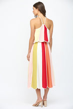 Load image into Gallery viewer, FATE Linen Blend Color Block Midi Skirt in Cream Multi
