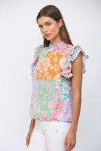 Load image into Gallery viewer, FATE Ric-Rac Trimmed Floral Patchwork Blouse in Lilac Multi
