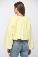 FATE Solid Color CROPPED Gathered Top in Lemon