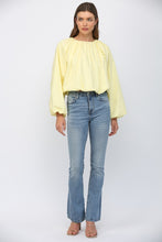 Load image into Gallery viewer, FATE Solid Color CROPPED Gathered Top in Lemon
