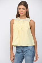 Load image into Gallery viewer, FATE Contrasting Mesh Yoke Detail Lace Trim Top in Yellow

