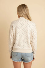 Load image into Gallery viewer, Heimish Ditsy Floral Mock Neck Drop Shoulder Pullover Top in Cream
