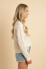 Load image into Gallery viewer, Heimish Ditsy Floral Mock Neck Drop Shoulder Pullover Top in Cream

