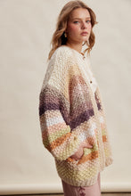 Load image into Gallery viewer, Listicle Rainbow Hand Crochet Cardigan in Ecru

