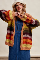 Listicle Rainbow Hand Crochet Cardigan in Autumn Leaves