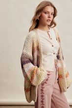 Load image into Gallery viewer, Listicle Rainbow Hand Crochet Cardigan in Ecru
