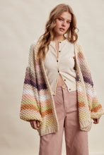 Load image into Gallery viewer, Listicle Rainbow Hand Crochet Cardigan in Ecru
