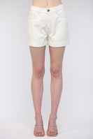 FATE Cuffed Denim Shorts in Off White