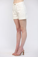 FATE Cuffed Denim Shorts in Off White