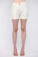 FATE Cuffed Denim Shorts in Off White