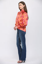 Load image into Gallery viewer, FATE Abstract Print Satin Blouse in Orange Multi
