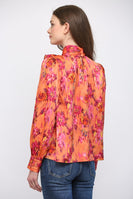 FATE Abstract Print Satin Blouse in Orange Multi