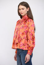 Load image into Gallery viewer, FATE Abstract Print Satin Blouse in Orange Multi
