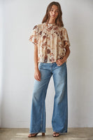 By Together Olympia Floral Top in Tan Brown