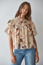 Load image into Gallery viewer, By Together Olympia Floral Top in Tan Brown
