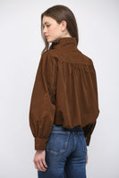 FATE Solid Color Bomber Jacket in Dark Brown